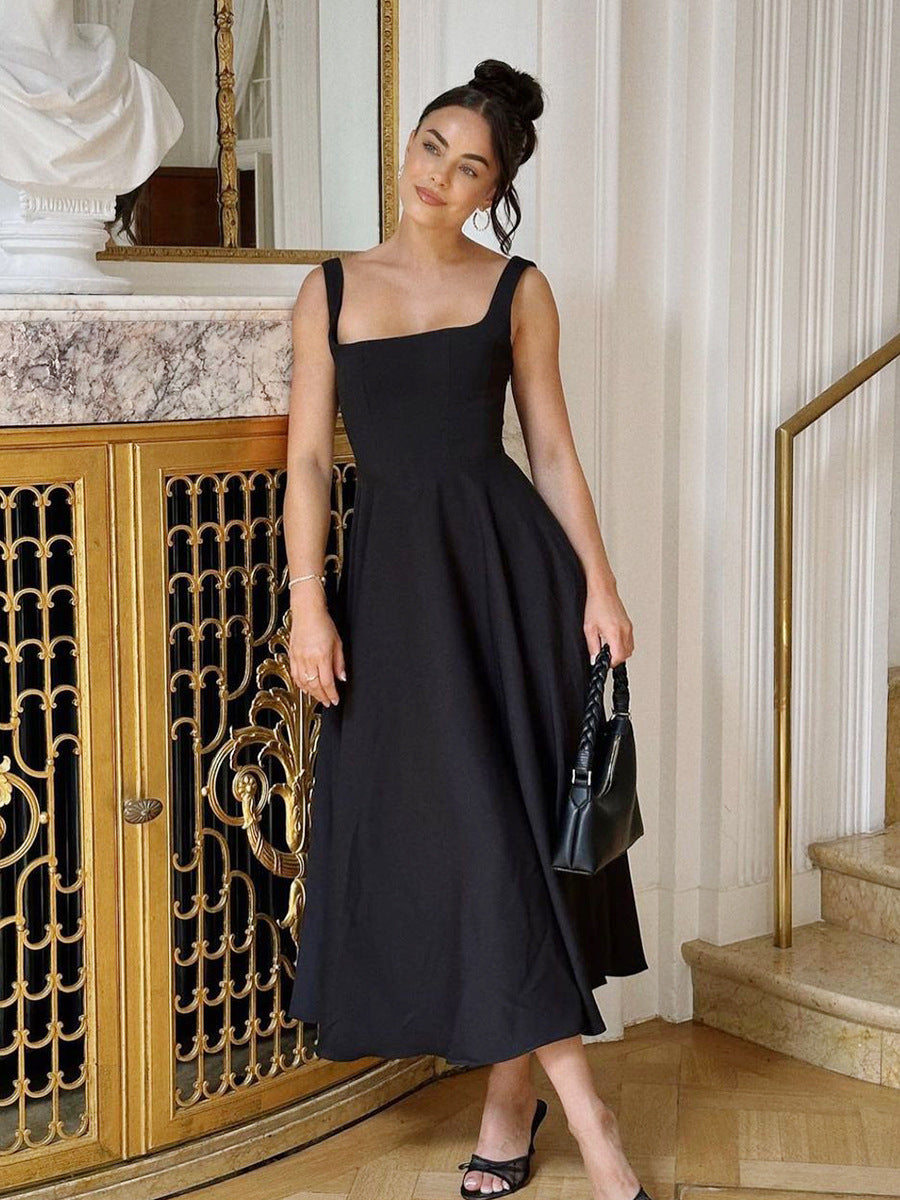 Square Neck Slimming Maxi Dress – Simple Sleeveless Summer Style