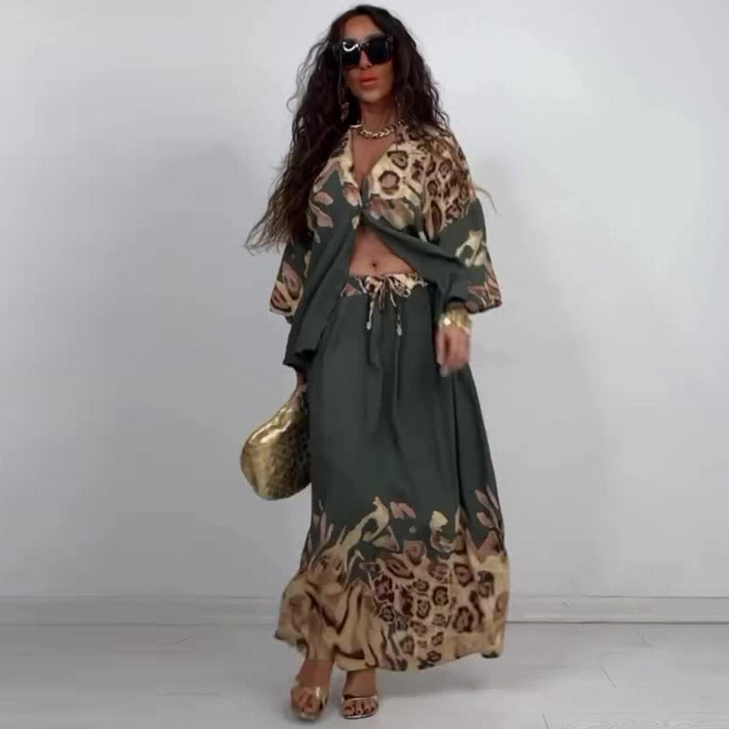 "The Serengeti" V-Neck Skirt Set