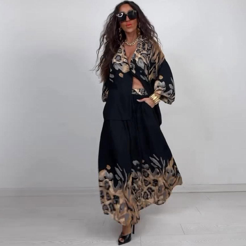 "The Serengeti" V-Neck Skirt Set
