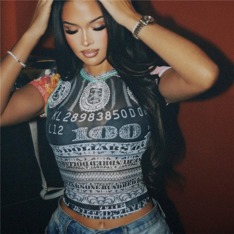 Vintage-Inspired Printed Crop Top