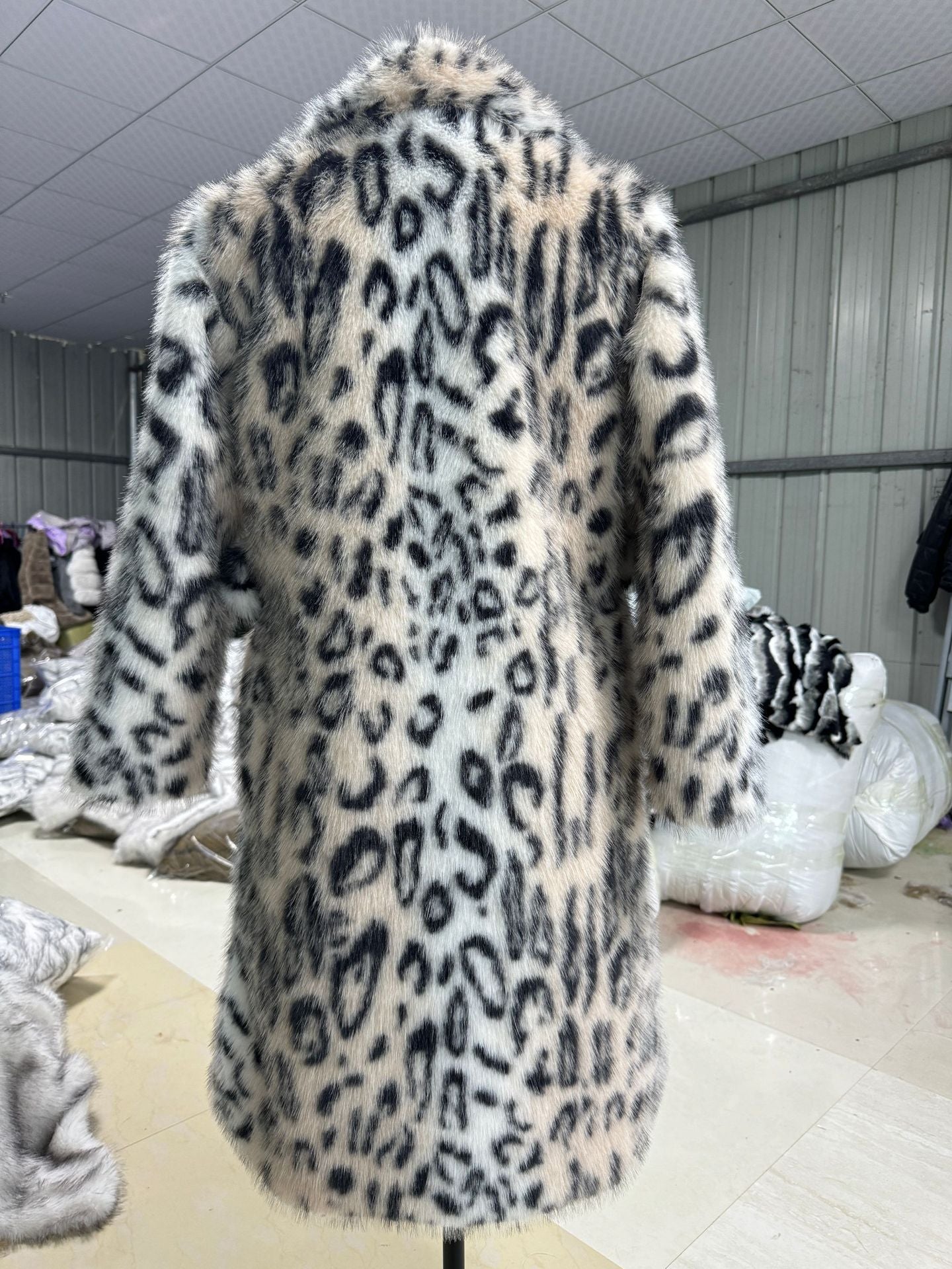 Elegant Leopard Print Faux Fur Coat – Belted Mid-Length Animal Print Winter Jacket