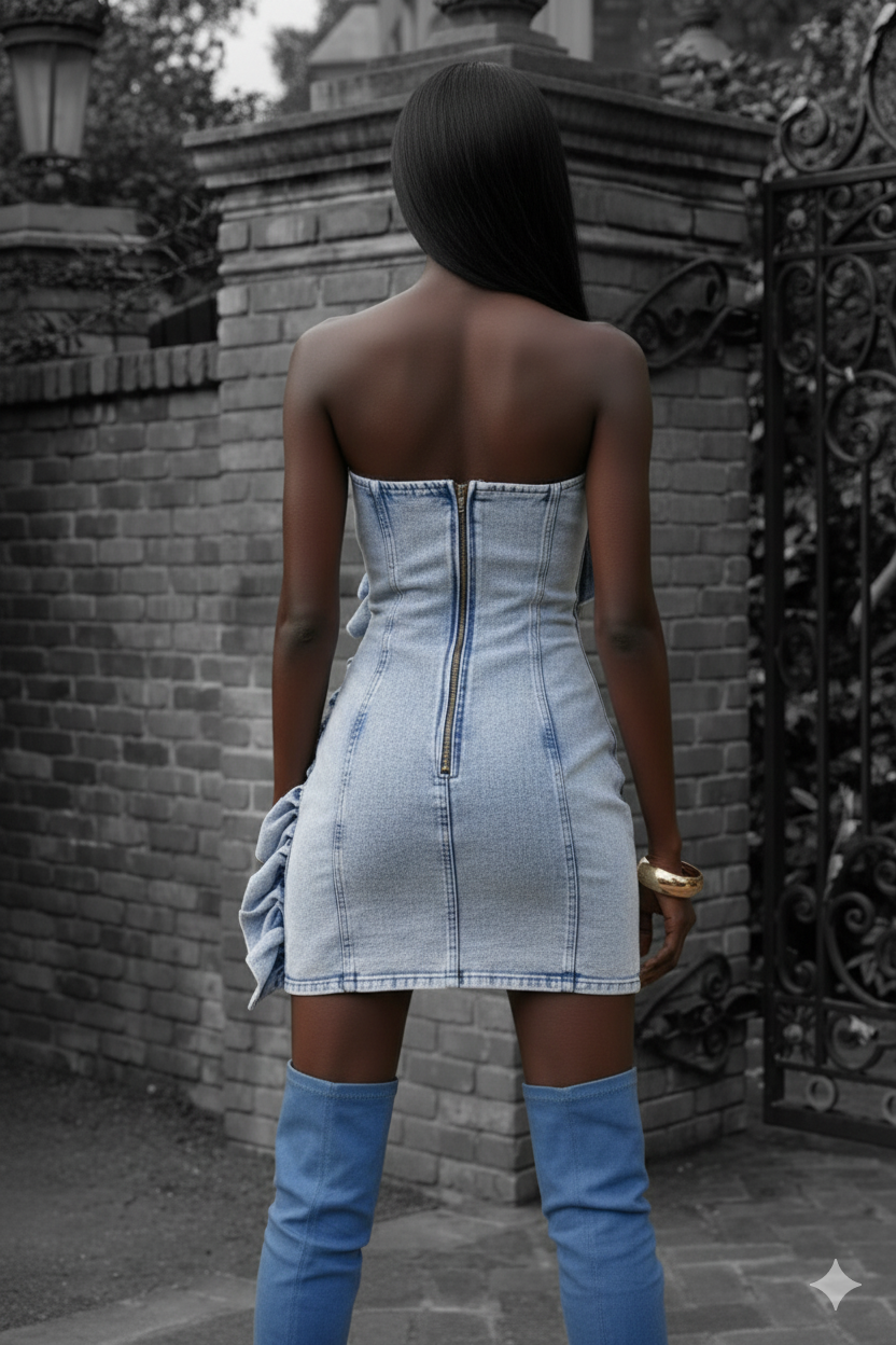 The Ruffled Denim Dress