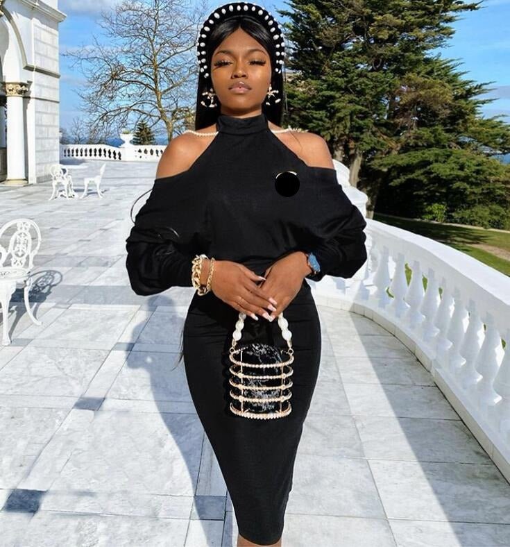 Hannah's Sexy Backless Pearl Chain Dress - London's Closet Boutique