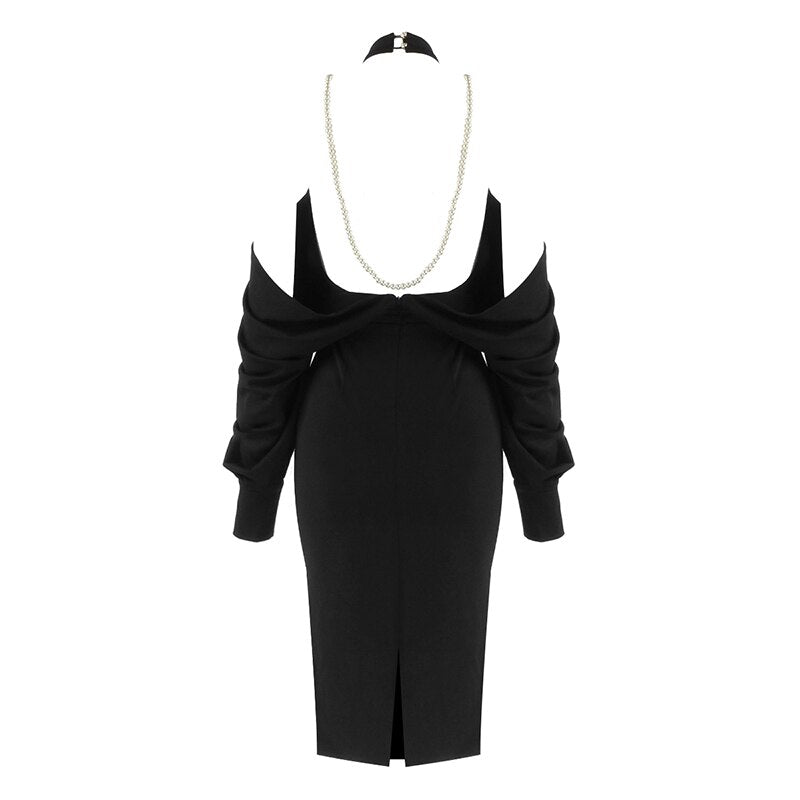 Hannah's Sexy Backless Pearl Chain Dress - London's Closet Boutique