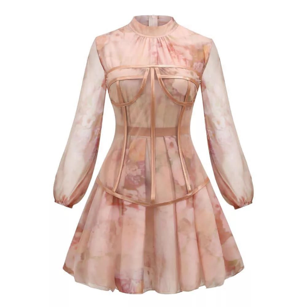 Kiara's Chiffon Temperament Fishbone Boning Corset Dress - London's Closet Boutique