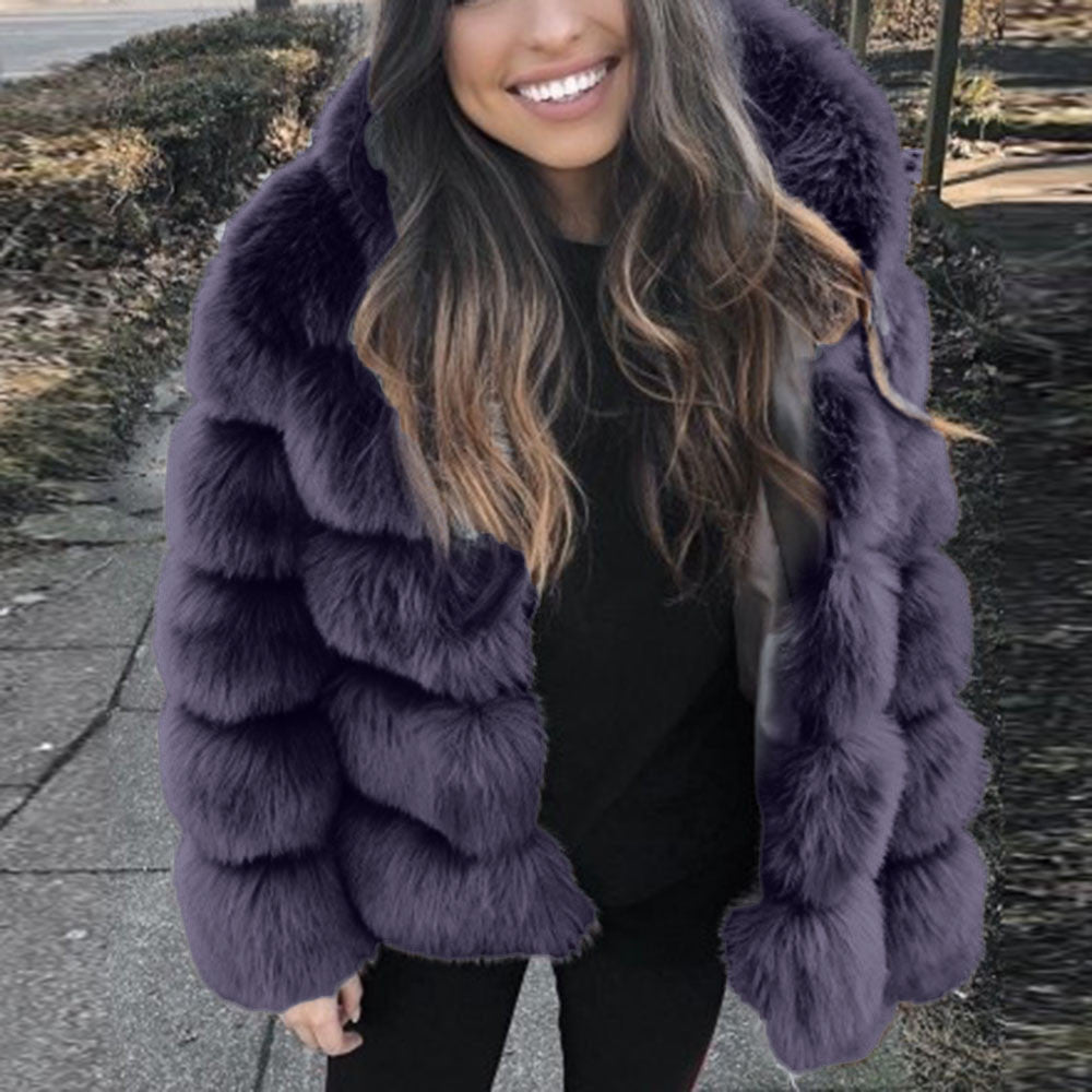 Tasha's Faux Fur Hooded Mid-Length Coat