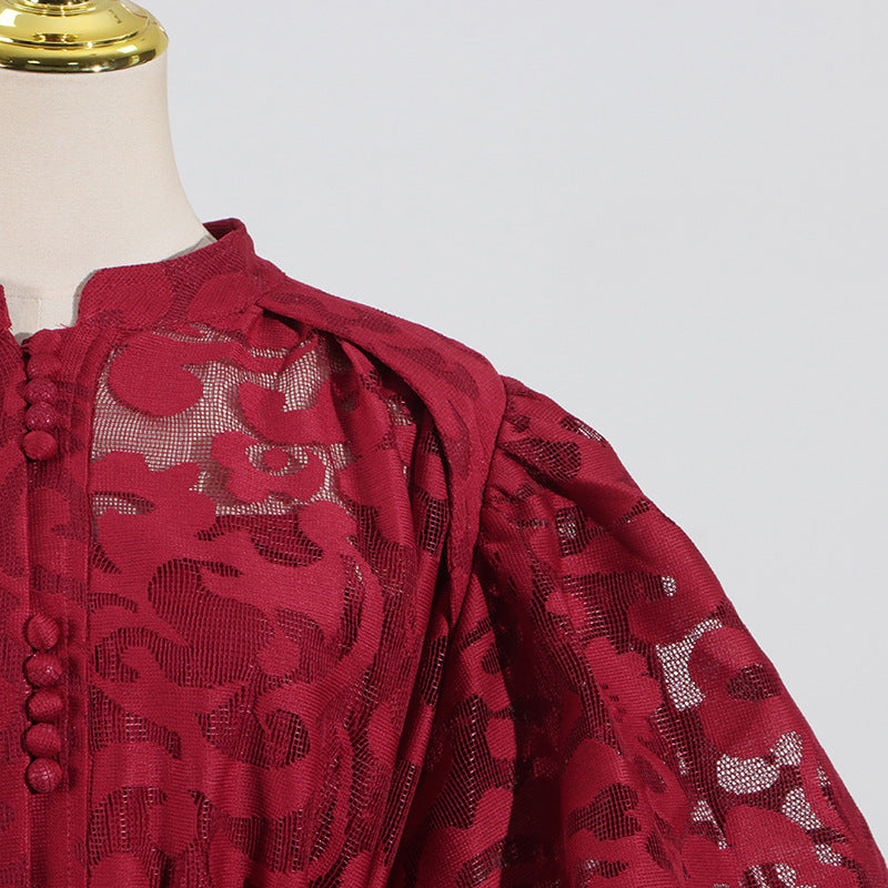 🌸 Camille Printed Lace-Up A-Line Dress