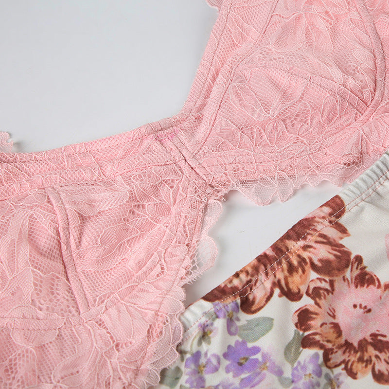 Pink Boho Cutout Maxi Dress - V-Neck Backless Floral Patchwork Vacation Dress