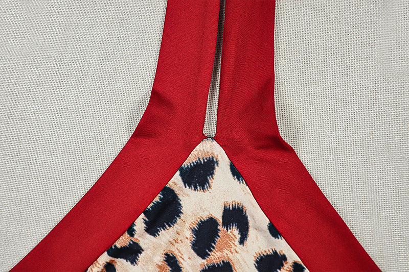 Leopard Print Halter Backless Maxi Dress | Slim Fit Bodycon Formal Dress | Animal Print