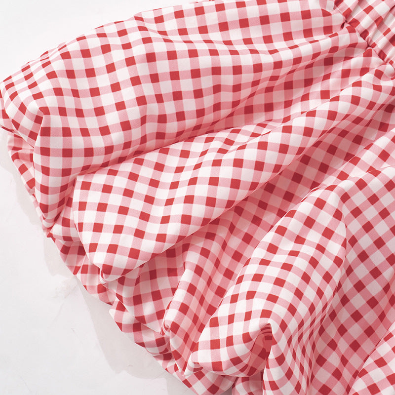 Plaid Bow-Decorated Two-Piece Set