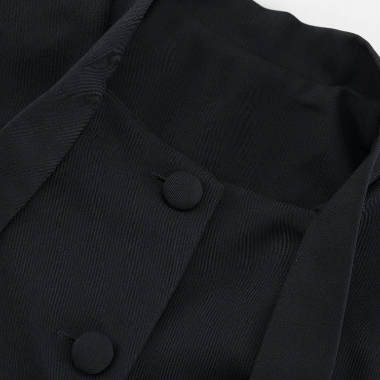 Slim-Fit Bow Tie Top & Skirt Suit