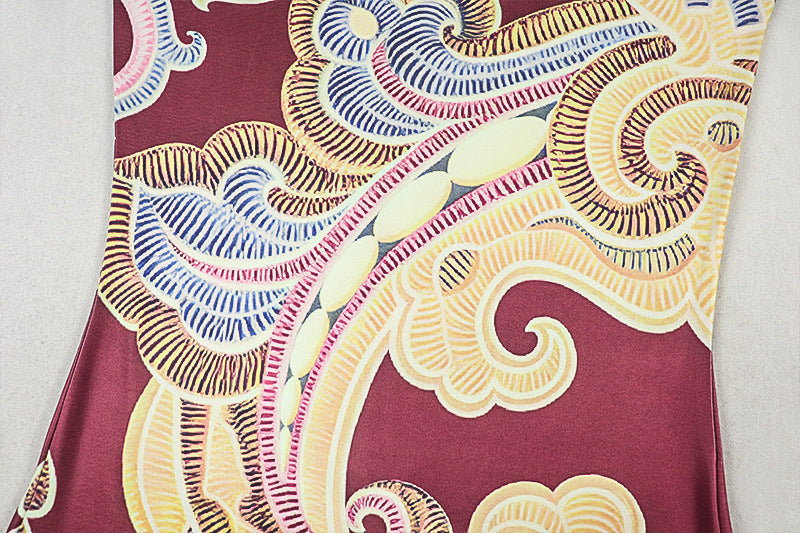 Women’s Printed Jumpsuit – Slim Fit Long Sleeve Crew Neck, Full Length