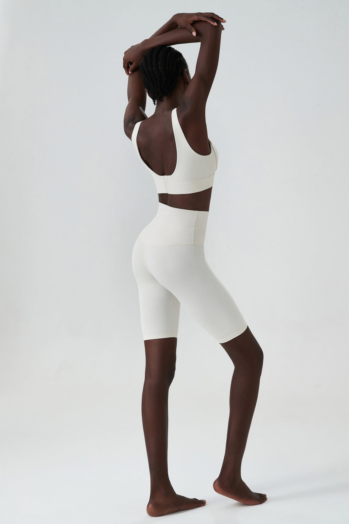 Women's Deep U-Back Yoga Set – Built-In Bra Top & High Waist Shorts