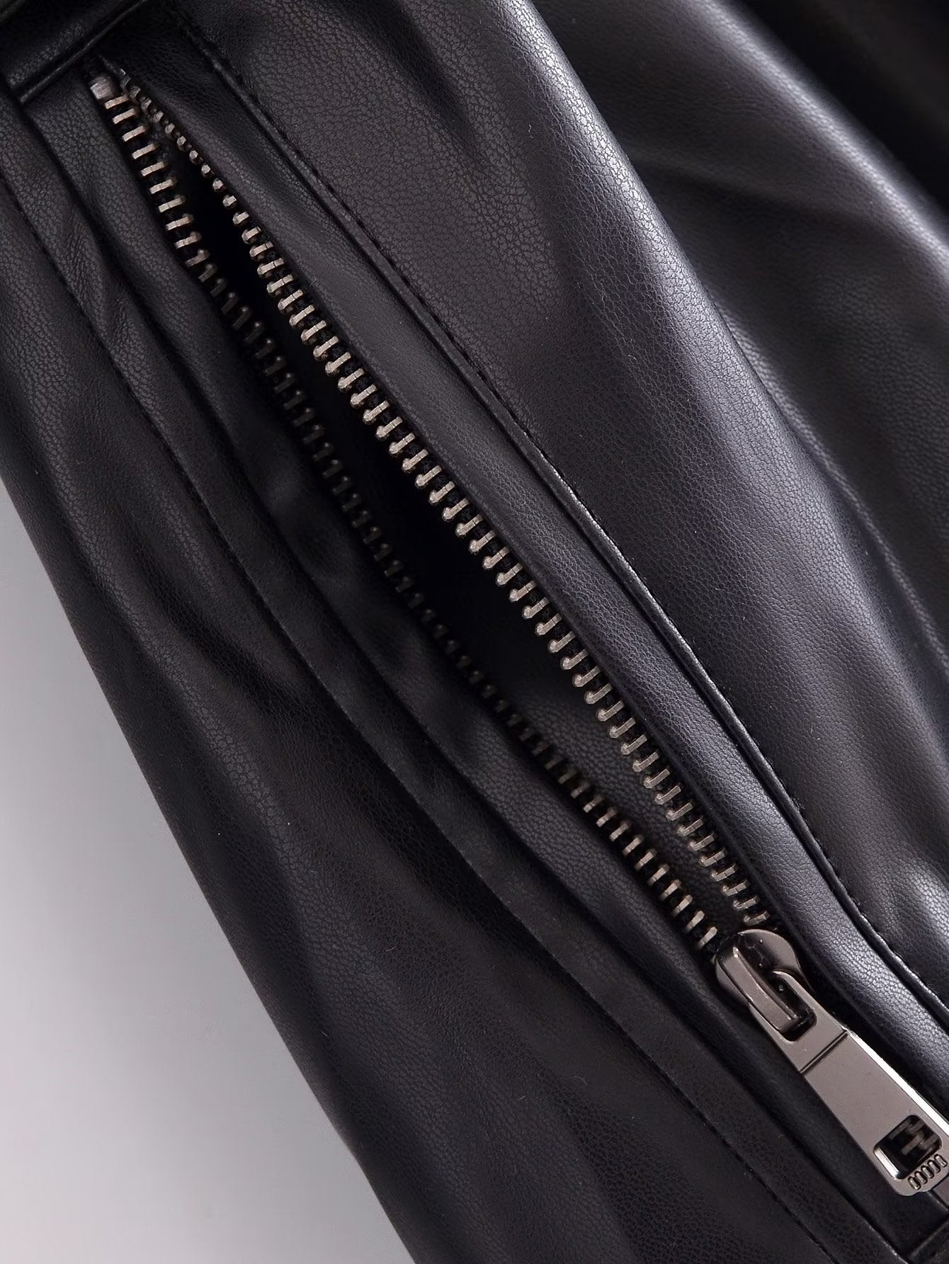 Black Faux Leather Trench Coat for Women: Fall Outerwear with Belt