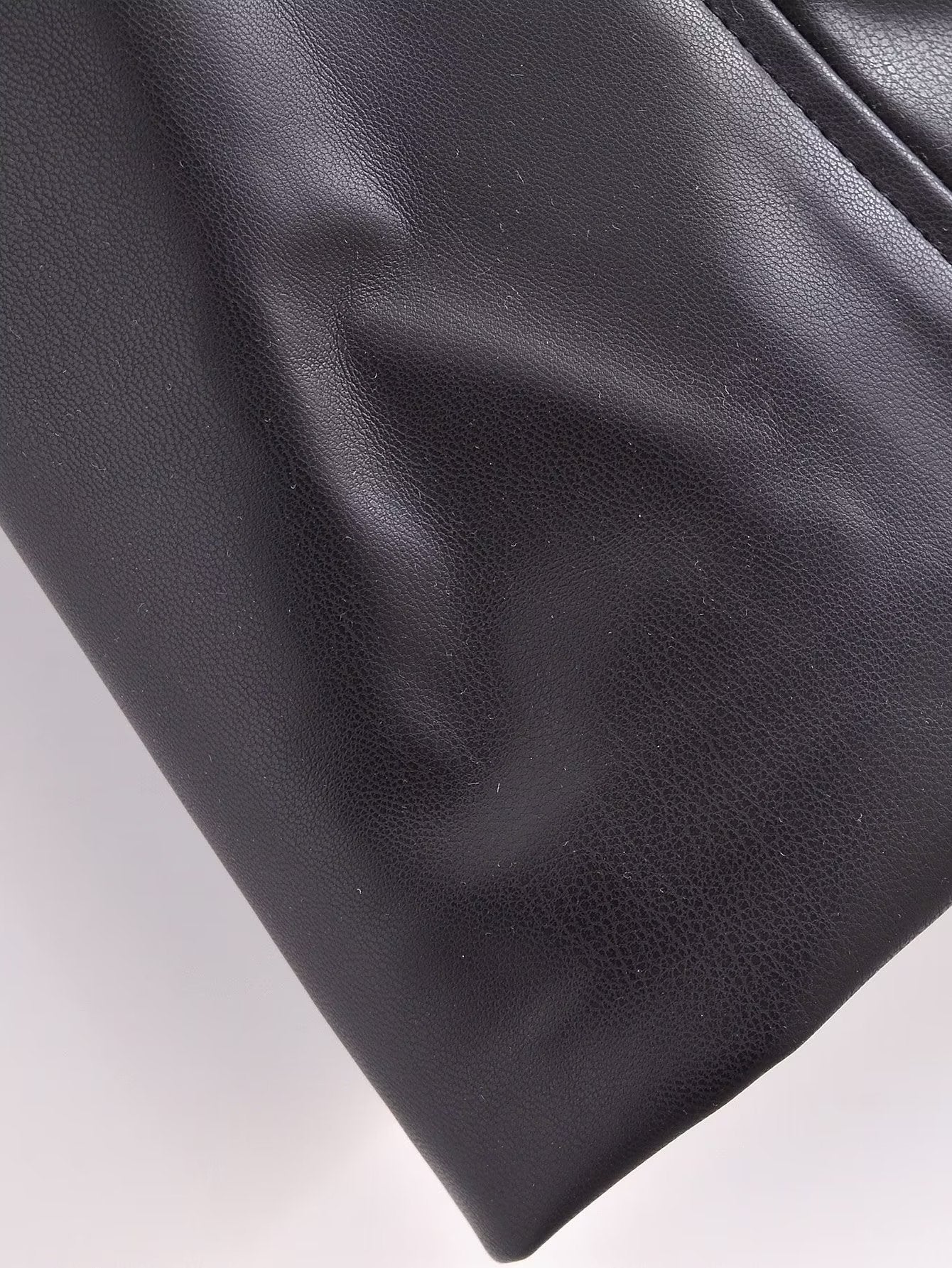 Black Faux Leather Trench Coat for Women: Fall Outerwear with Belt