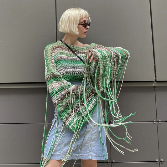 Short Cropped Tassel Sweater