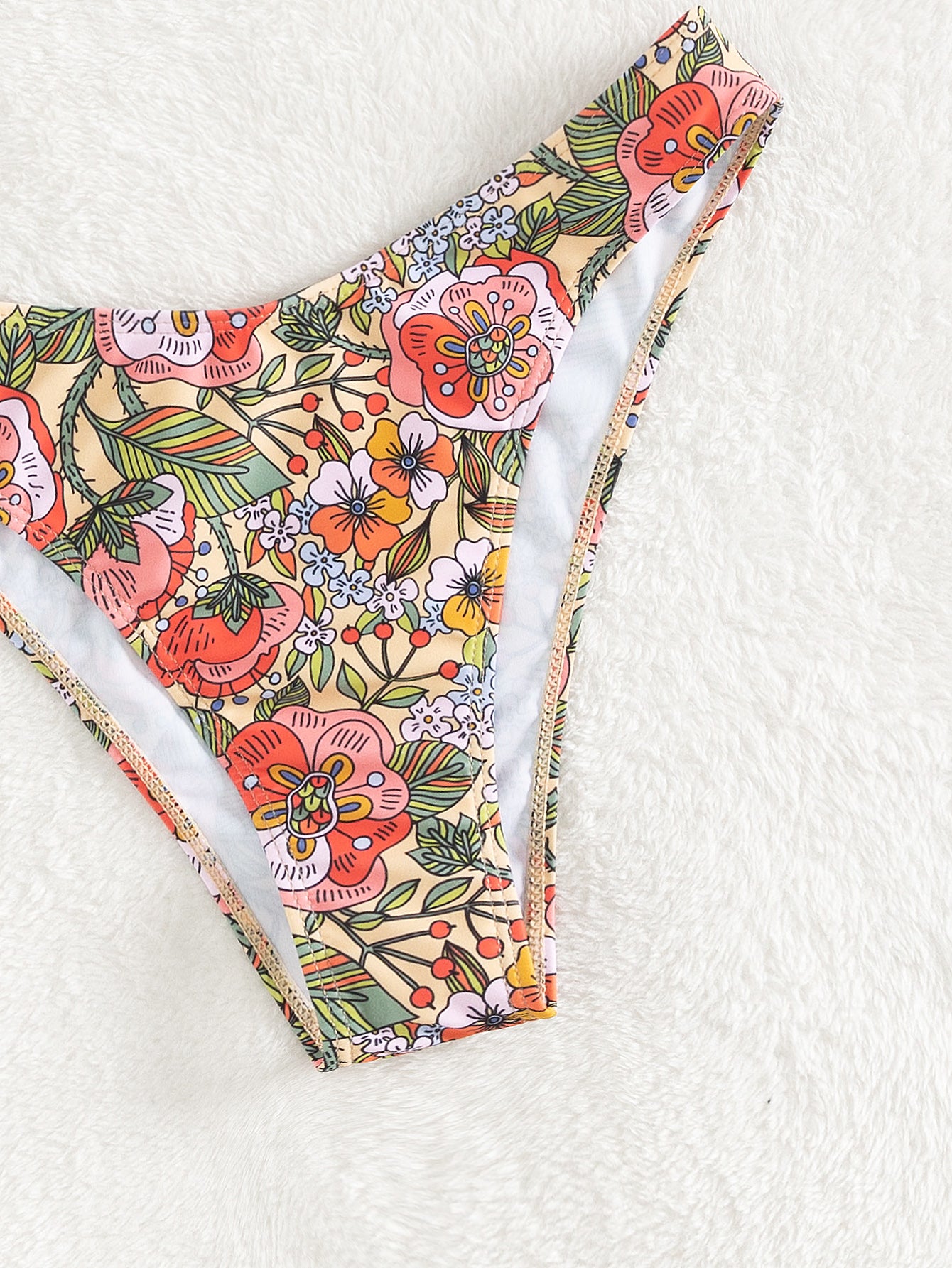 Floral Tube Top Bikini Set - High Waist Two Piece Swimsuit