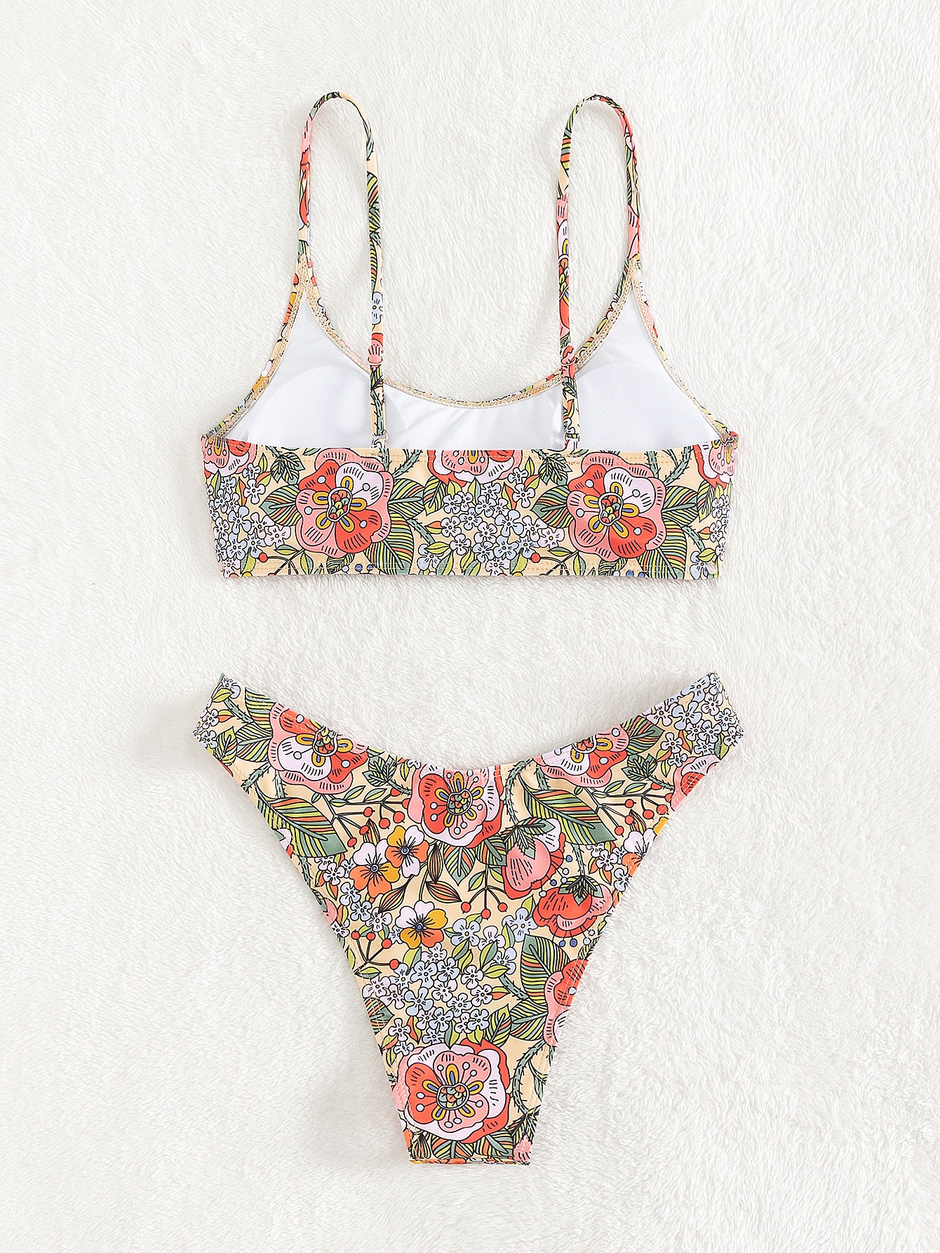 Floral Tube Top Bikini Set - High Waist Two Piece Swimsuit