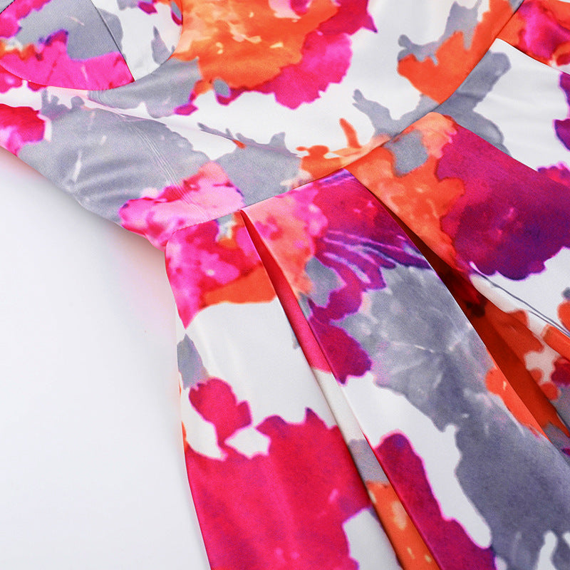 Printed Sweetheart Mini Dress - Sexy Backless Slimming A-Line