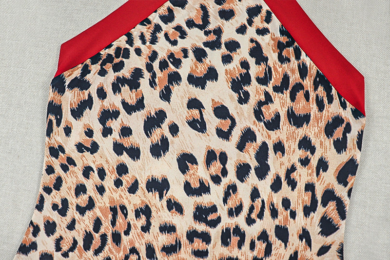 Leopard Print Halter Backless Maxi Dress | Slim Fit Bodycon Formal Dress | Animal Print