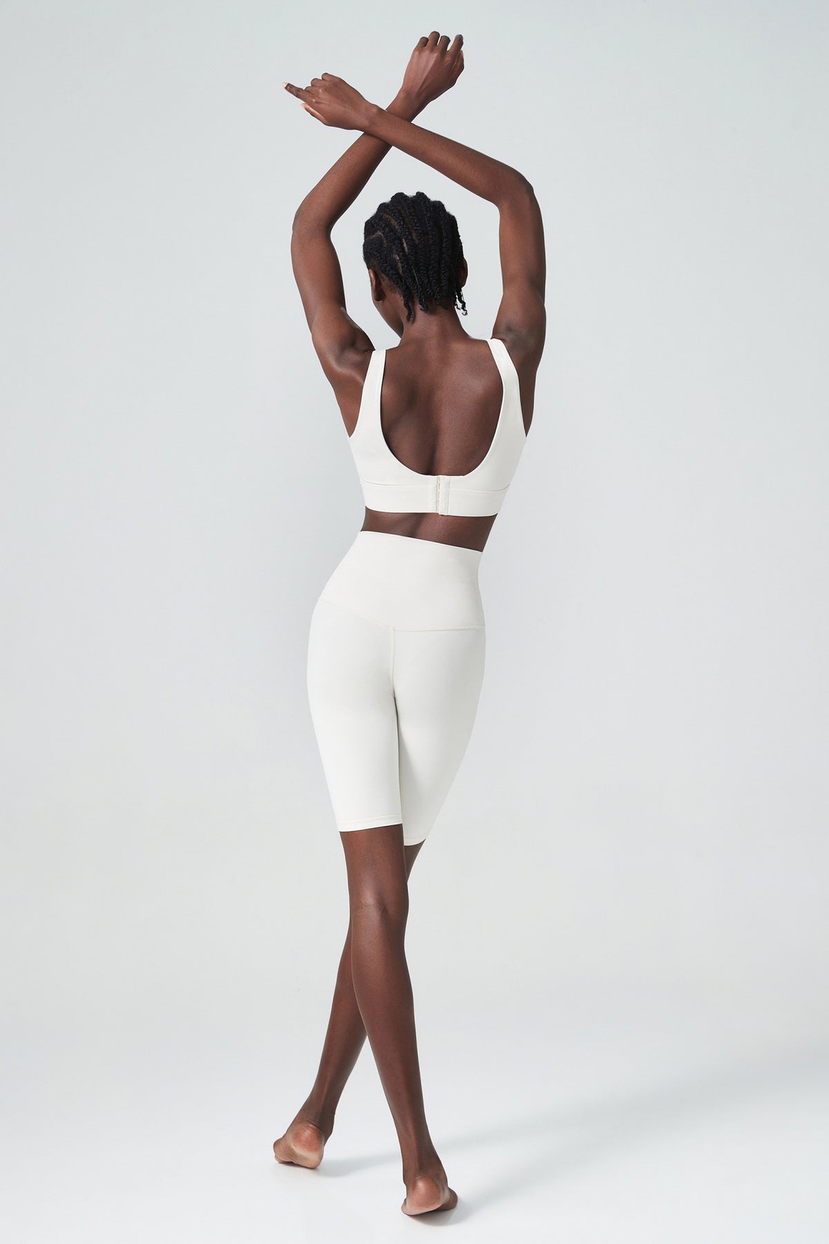 Women's Deep U-Back Yoga Set – Built-In Bra Top & High Waist Shorts