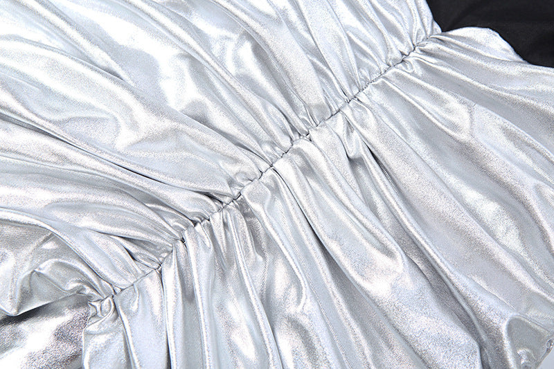 Women’s Color Block Maxi Dress – Mock Neck Ruched Waist Long Sleeve