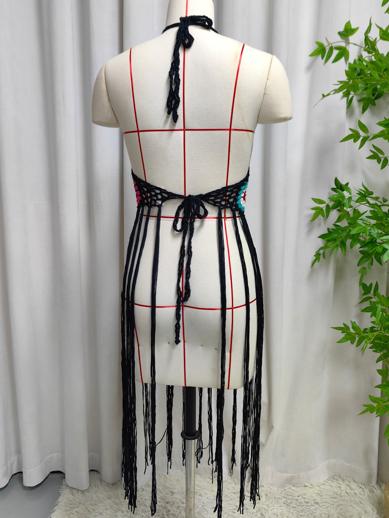 Handcrafted Crochet Beach Cover-Up - Fringe Tassel Tie Boho Vacation Swimwear Cover Up