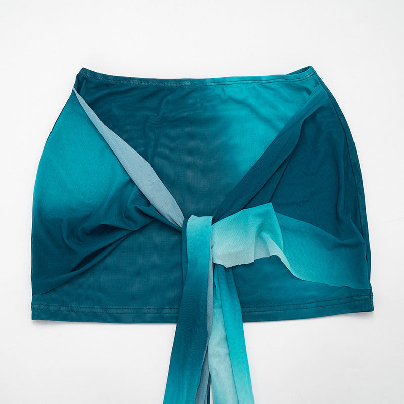 Backless Cowl Neck Top & Short Skirt Two-Piece Set | Cutout Tie Vacation Set | 3 Colors