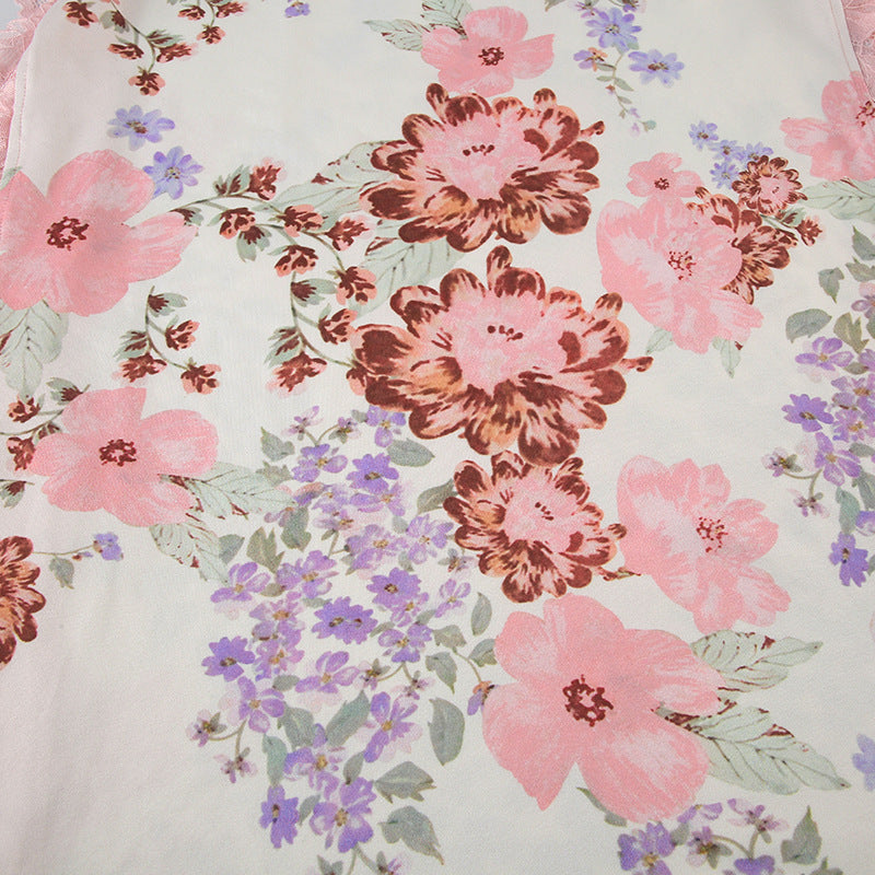 Pink Boho Cutout Maxi Dress - V-Neck Backless Floral Patchwork Vacation Dress