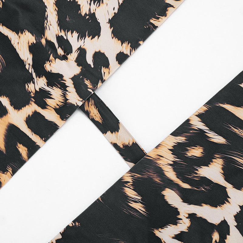 Leopard Print Two-Piece Set - Backless Halter Top & Cropped Pants
