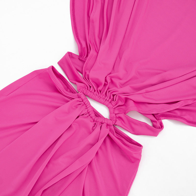 Cutout Ruched Bodycon Mini Dress | Short Sleeve Backless Dress | 2 Colors | Sizes S-L