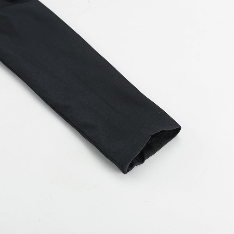 Slim-Fit Bow Tie Top & Skirt Suit