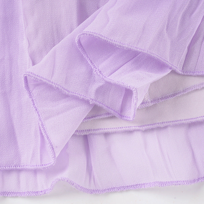 Halter Backless Ruched Mini Dress | Cutout Tie A-Line Vacation Dress | Purple