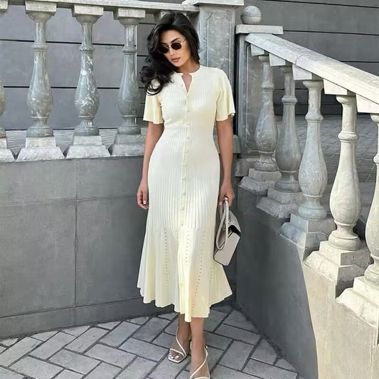 Simple Thin Knitted Midi Dress
