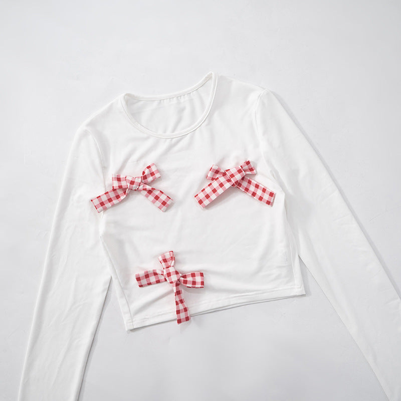 Plaid Bow-Decorated Two-Piece Set