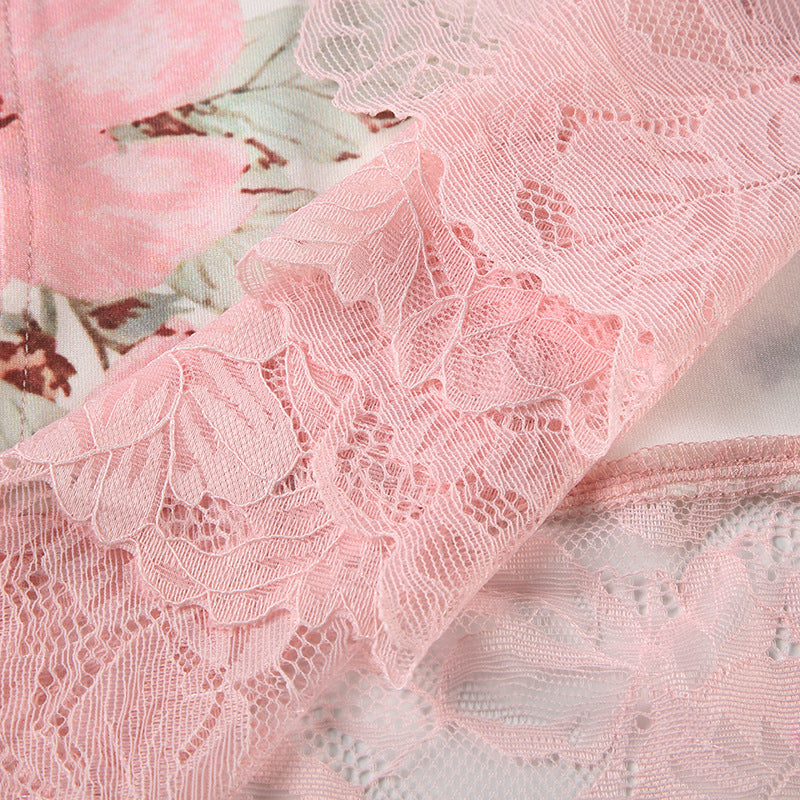 Pink Boho Cutout Maxi Dress - V-Neck Backless Floral Patchwork Vacation Dress