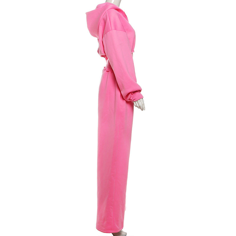 🍂 Nova Hooded Crop Jacket & Wide-Leg Pant Set