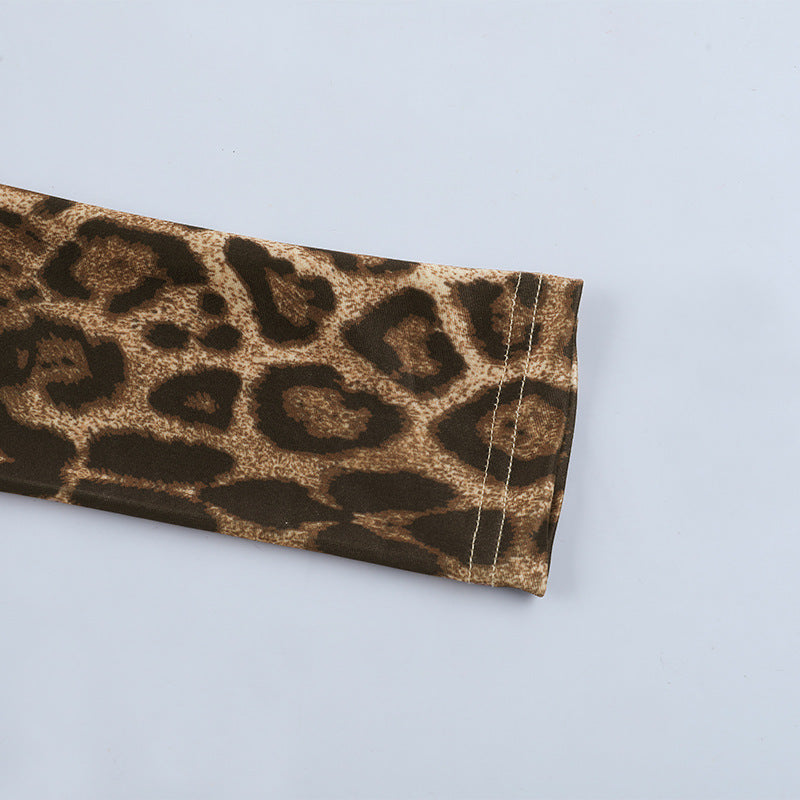 Leopard Print Maxi Dress: Long Sleeve Twist Front Bodycon Gown