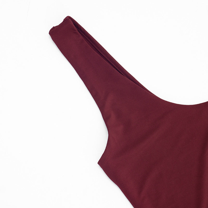 Wine Red Ruched Maxi Dress - Sleeveless Side Split A-Line Dress