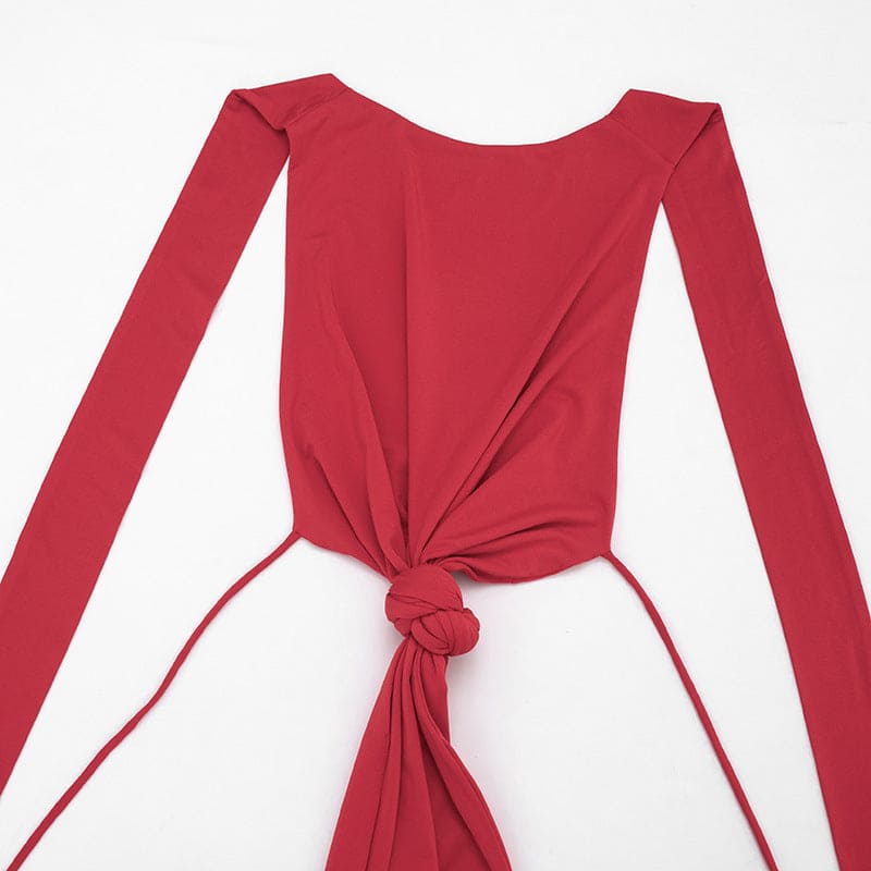 Women's Halter Lace-Up Two-Piece Set – Backless Crop Top & Cropped Pants