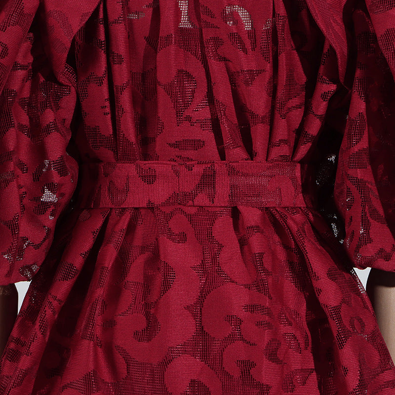 🌸 Camille Printed Lace-Up A-Line Dress