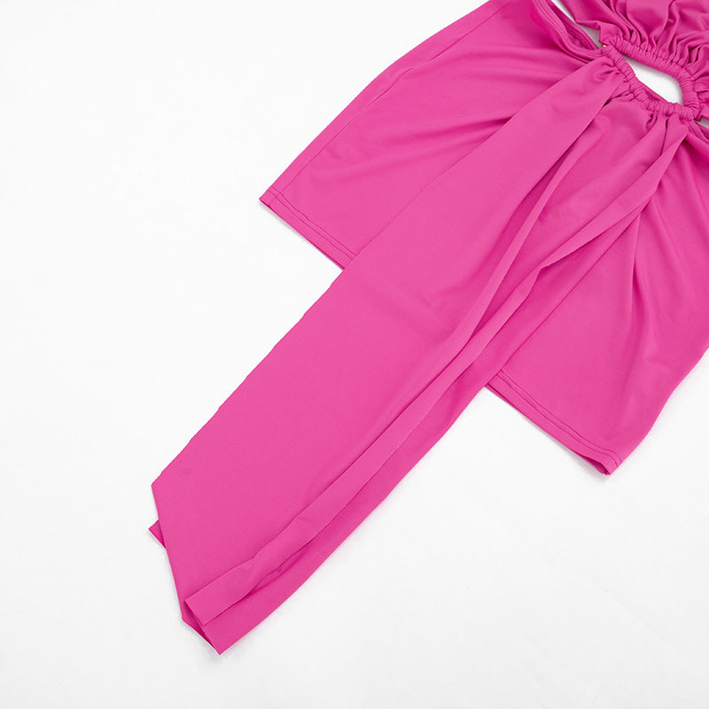 Cutout Ruched Bodycon Mini Dress | Short Sleeve Backless Dress | 2 Colors | Sizes S-L
