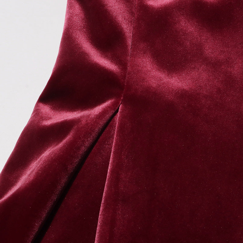 Sexy Velvet Rhinestone Tube Top Dress