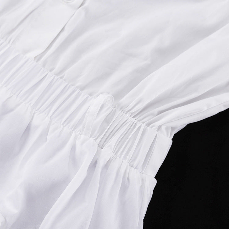 White Elegant Cotton Shirt Dress