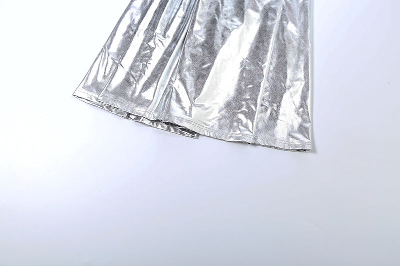 Women’s Color Block Maxi Dress – Mock Neck Ruched Waist Long Sleeve