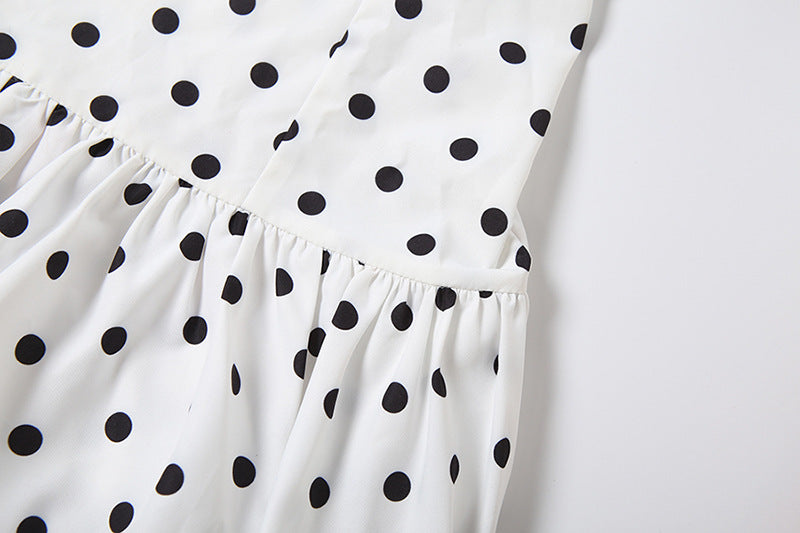 Polka Dot Halter Mini Dress | Ruched Asymmetric A-Line Party Dress | Beige