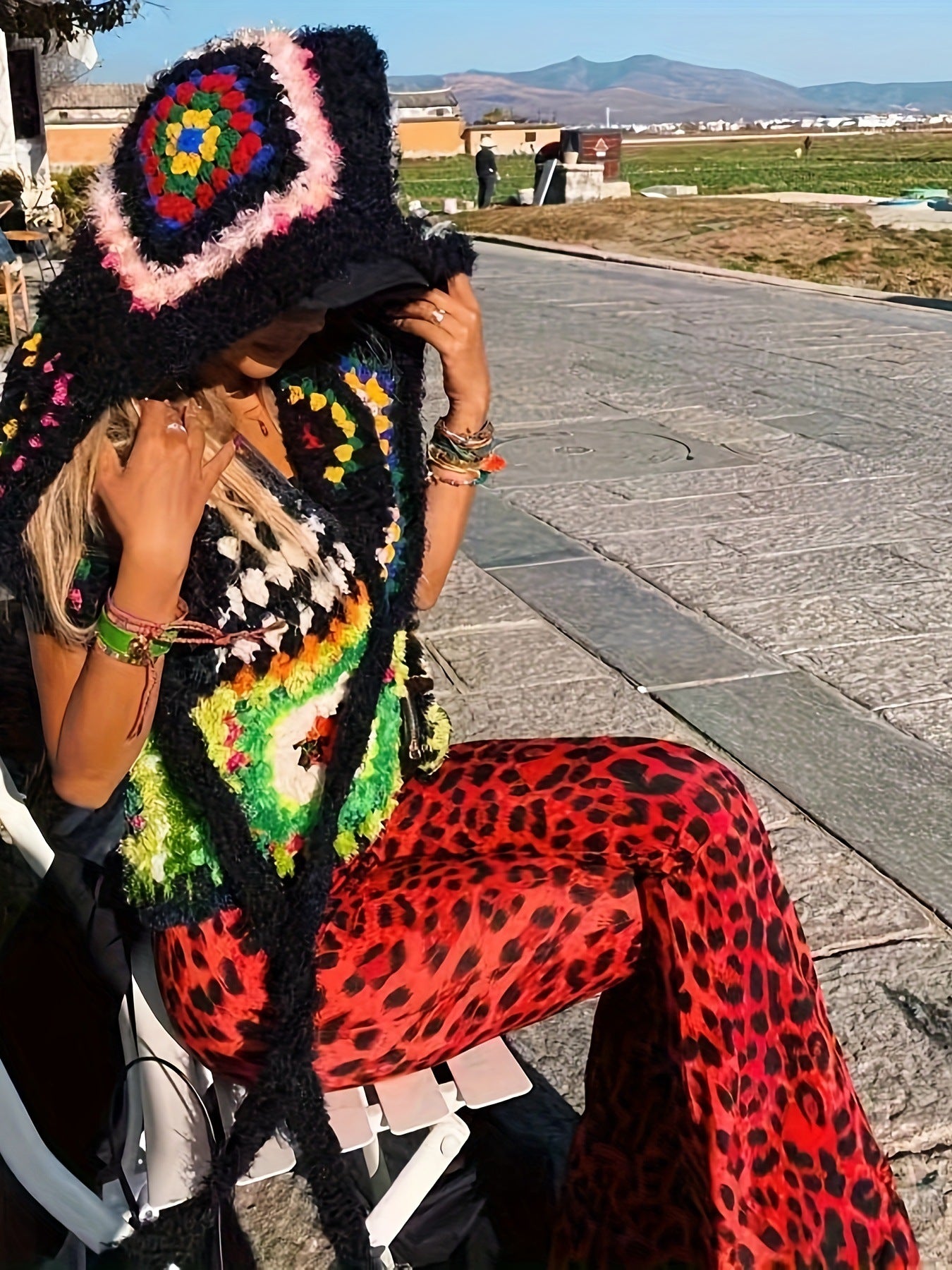 Leopard Print Bell Bottom Pants for Women: High-Waist Skinny Fit Flares