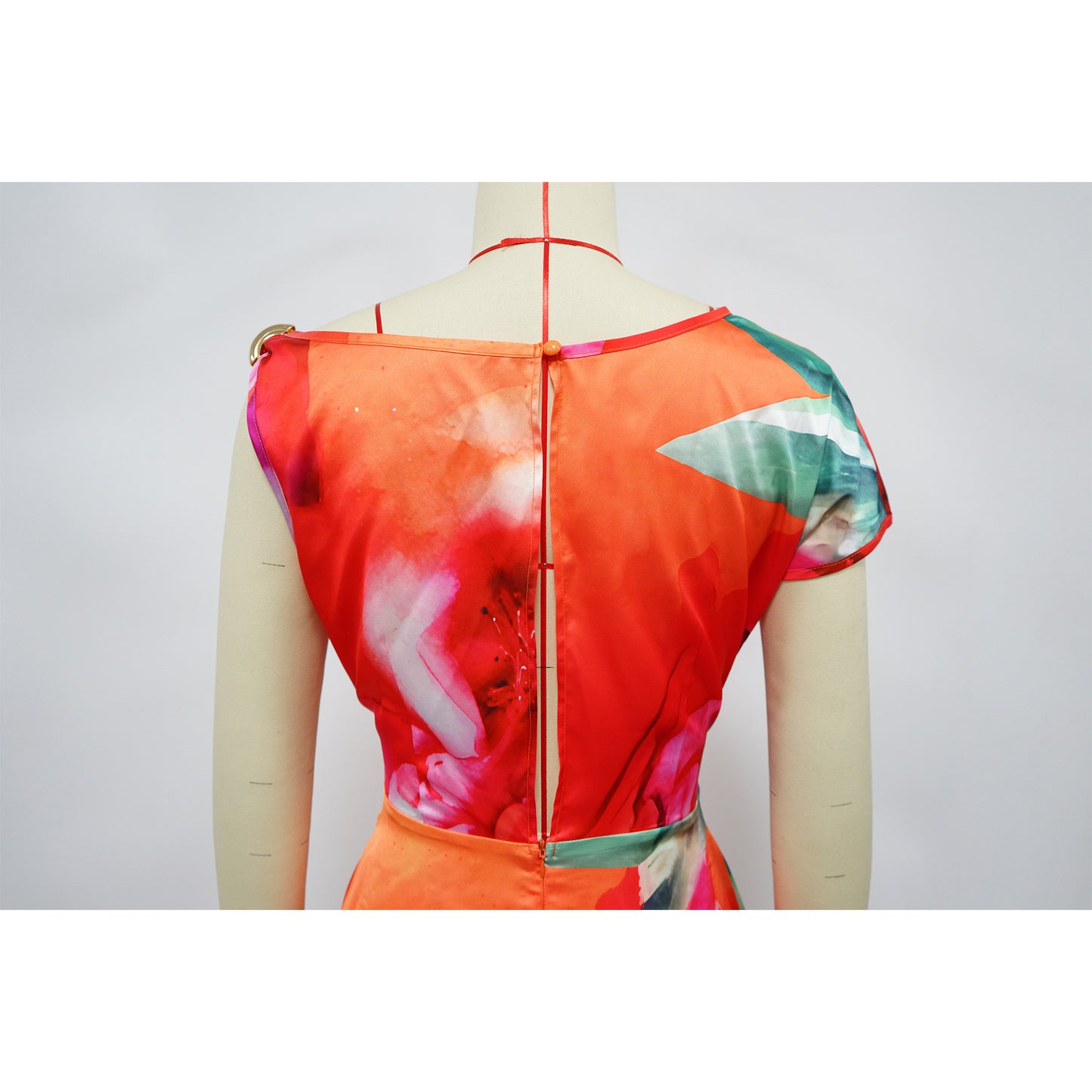 Women’s Elegant One-Shoulder Backless Jumpsuit – Asymmetric Printed Belted Sleeveless Romper