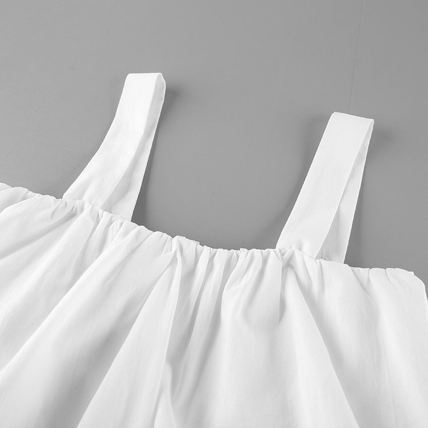 Cotton Square Neck Crop Vest & Maxi Skirt Two-Piece Set | Sleeveless Elegant Summer Set | White | Sizes S-L