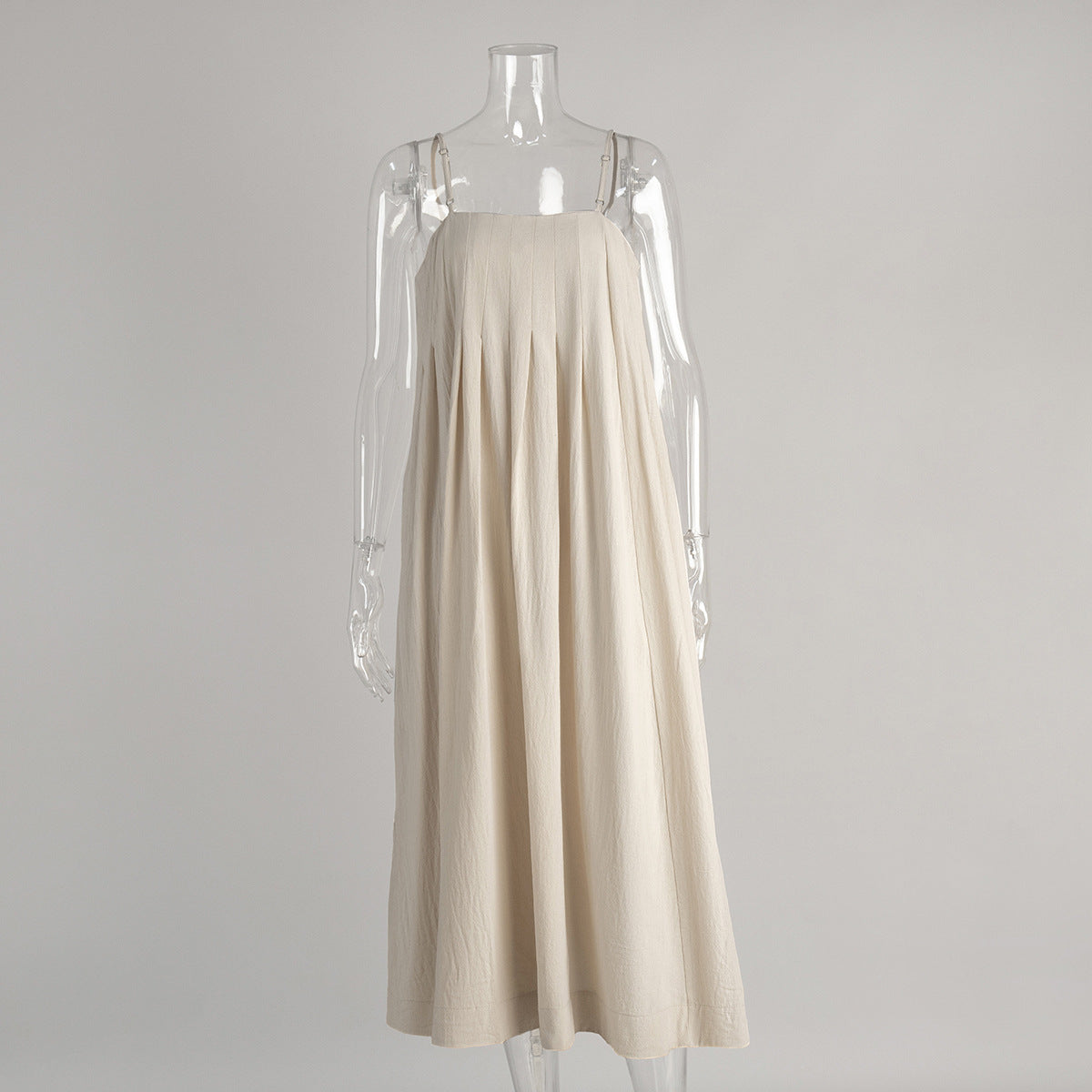 Apricot Cotton Maxi Dress – Spaghetti Strap Summer A-Line